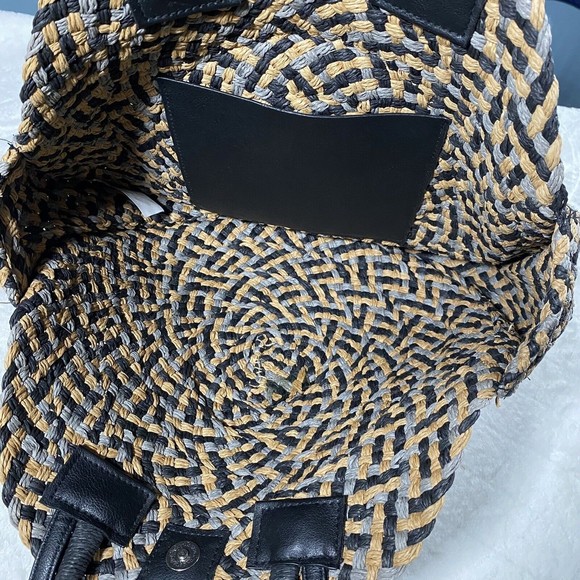 Woven Rattan Circle Handbag Summer Beach Tote Straw Bag Round Large Pocket Boho - Picture 4 of 8